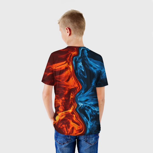 Детская футболка 3D Огонь и вода, цвет 3D печать - фото 4