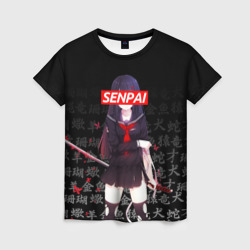 Женская футболка 3D Senpai anime сенпай героиня с катаной katana