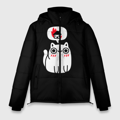 Мужская зимняя куртка 3D с принтом Meme cat, вид спереди #2