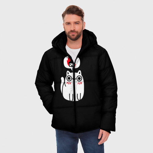 Мужская зимняя куртка 3D с принтом Meme cat, фото на моделе #1
