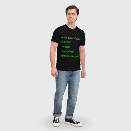 Мужская футболка 3D с принтом Жизнь программиста, вид сбоку #3