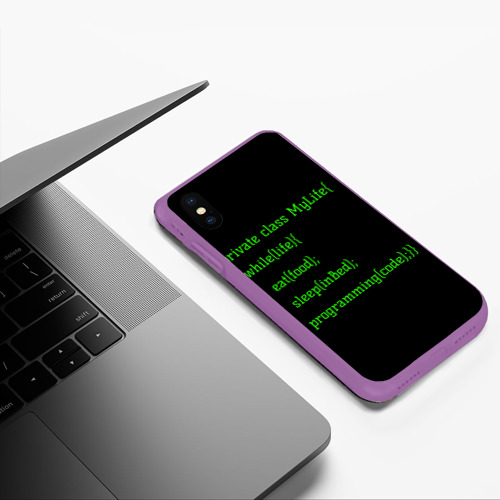 Чехол для iPhone XS Max матовый Жизнь программиста, цвет фиолетовый - фото 5