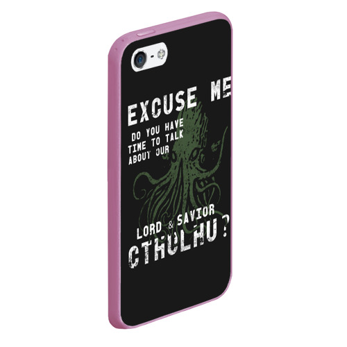 Чехол для iPhone 5/5S матовый Cthulhu, цвет розовый - фото 3