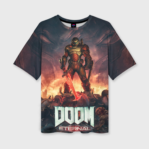 Женская футболка oversize 3D Doom eternal, цвет 3D печать