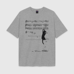 Мужская футболка Oversize хлопок texturе Music cat