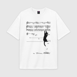 Женская футболка Oversize хлопок texturе Music cat