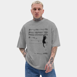 Мужская футболка Oversize хлопок texturе Music cat - фото 2