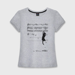 Женская футболка хлопок Slim Music cat