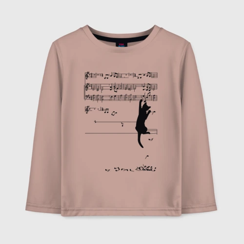 Детский лонгслив хлопок Music cat