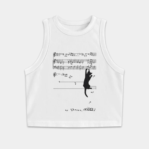 Женская укороченная майка-топ хлопок Music cat
