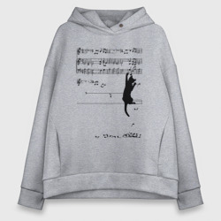 Music cat – Женское худи Oversize хлопок с принтом купить со скидкой в -20%