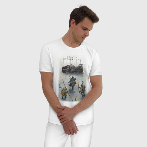 Мужская пижама хлопок Death Stranding, цвет белый - фото 3