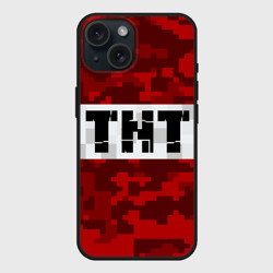 Чехол силиконовый для Apple iPhone 15 матовый Minecraft TNT Майнкрафт ТНТ