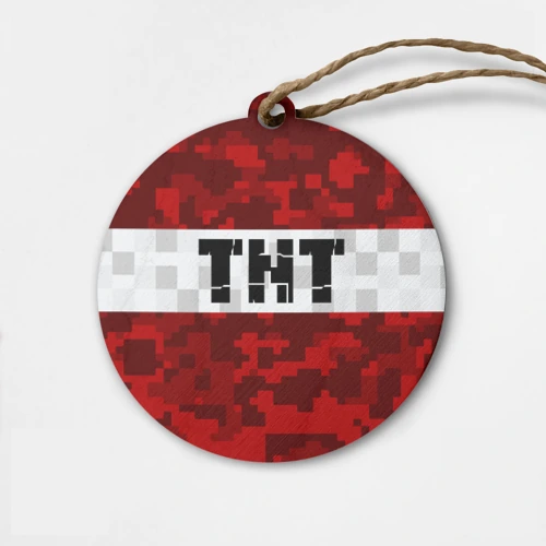 Деревянная игрушка круг Minecraft TNT Майнкрафт ТНТ