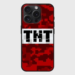 Чехол силиконовый для Apple iPhone 15 Pro матовый Minecraft TNT Майнкрафт ТНТ