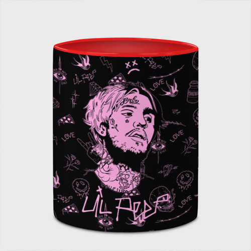 Кружка с полной запечаткой LIL Peep, цвет белый + красный - фото 4