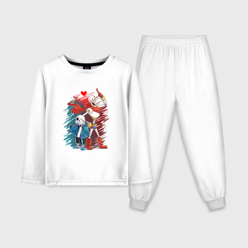 Детская пижама с лонгсливом хлопок с принтом UNDERTALE, вид спереди #2