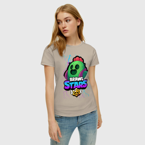Женская футболка хлопок с принтом Brawl Stars, фото на моделе #1