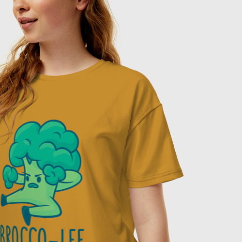 Женская футболка хлопок Oversize Brocco Lee, цвет горчичный - фото 3