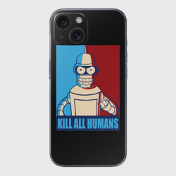 Чехол для iPhone 15 силиконовый с защитой камеры Бендер мем Футурама