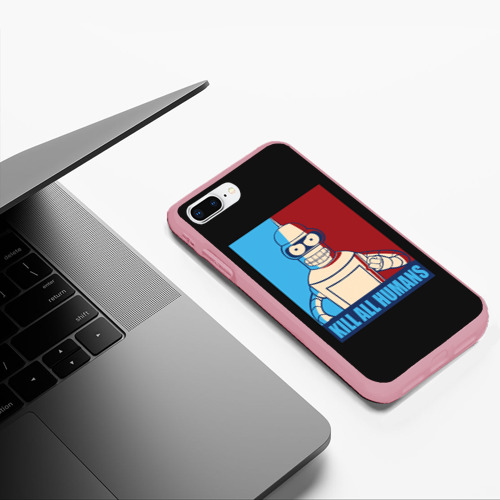 Чехол для iPhone 7Plus/8 Plus матовый Бендер,Футурама, цвет баблгам - фото 5