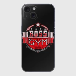 Чехол для iPhone 15 силиконовый с защитой камеры Boss of gym art