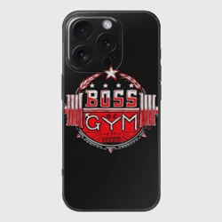 Чехол для iPhone 16 Pro силиконовый с защитой камеры Boss of gym art