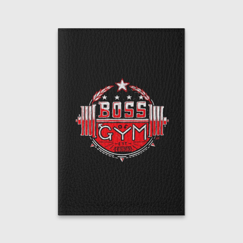 Обложка для паспорта матовая кожа Boss of gym art, цвет черный