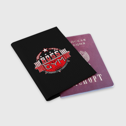 Обложка для паспорта матовая кожа Boss of gym art, цвет черный - фото 3