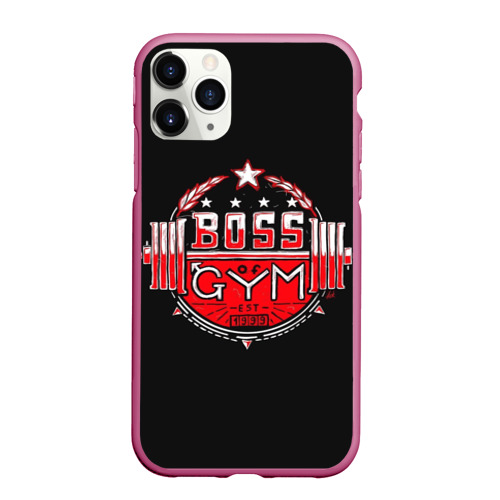 Чехол для iPhone 11 Pro Max матовый Boss of gym art, цвет малиновый