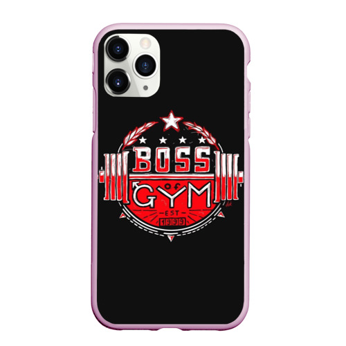 Чехол для iPhone 11 Pro Max матовый Boss of gym art, цвет розовый