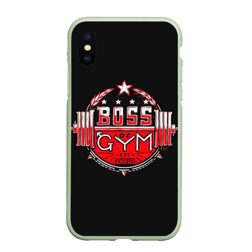 Чехол для iPhone XS Max матовый Boss of gym art, цвет салатовый