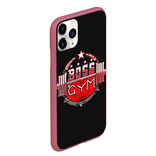 Чехол для iPhone 11 Pro Max матовый Boss of gym art, цвет малиновый - фото 3