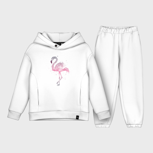 Детский костюм хлопок Oversize Flamingo, цвет белый
