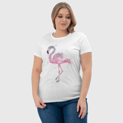 Футболка с принтом Flamingo для женщины, вид на модели спереди №4. Цвет основы: белый