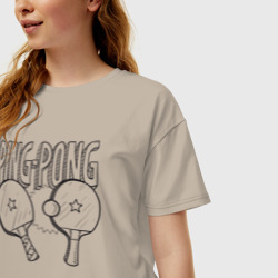 Женская футболка хлопок Oversize Пинг понг - фото 2