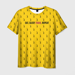 Мужская футболка 3D Eat, sleep, train, repeat