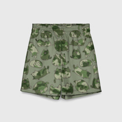 Детские спортивные шорты 3D Камуфляж с котиками хаки