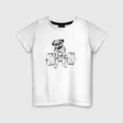 Детская футболка хлопок Мопс пауэрлифтер
