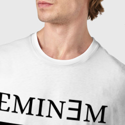 Футболка с принтом Eminem f**k для мужчины, вид на модели спереди №4. Цвет основы: белый