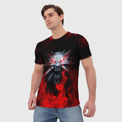 Мужская футболка 3D Ведьмак the Witcher Геральт волк wolf - фото 2