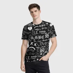 Мужская футболка 3D LIL Peep logobombing Лил Пип - фото 2