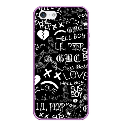 Чехол для iPhone 5/5S матовый LIL Peep logobombing Лил Пип, цвет сиреневый