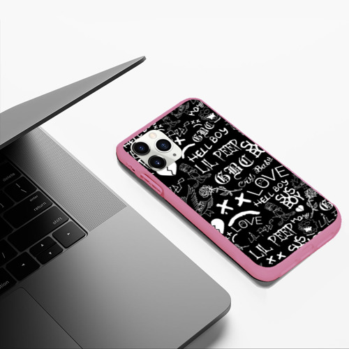Чехол для iPhone 11 Pro Max матовый LIL Peep logobombing Лил Пип, цвет малиновый - фото 5