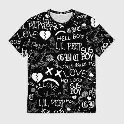 Мужская футболка 3D LIL Peep logobombing Лил Пип
