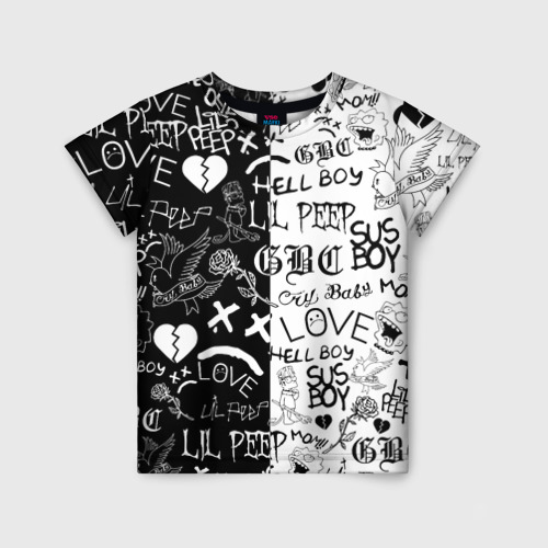 Детская футболка с принтом Lil Peep logobombing, вид спереди №1