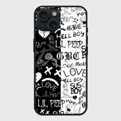 Чехол силиконовый для Apple iPhone 15 матовый Lil Peep logobombing