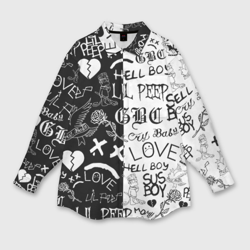 Женская рубашка oversize 3D Lil Peep logobombing, цвет белый