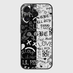 Чехол для iPhone 15 Pro силиконовый с защитой камеры Lil Peep logobombing