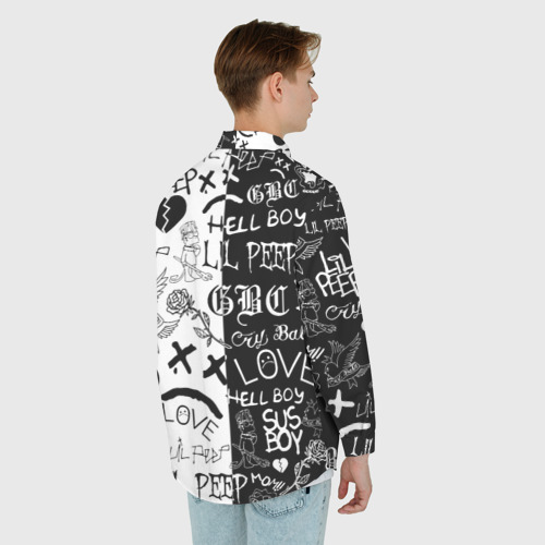 Мужская рубашка oversize 3D с принтом Lil Peep logobombing, вид сзади #2